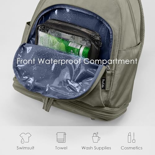 Uselike Gym Backpack for Women Men, Lightweight Gym Bag with Shoe Compartment, Waterproof Workout Backpack with Wet Pocket - color: Grey Sage