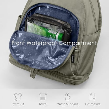 Uselike Gym Backpack for Women Men, Lightweight Gym Bag with Shoe Compartment, Waterproof Workout Backpack with Wet Pocket - color: Grey Sage