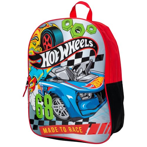 AI ACCESSORY INNOVATIONS HotWheels Backpack for Boys, 16" Race Car School Bag, Red - color: Hotwheels