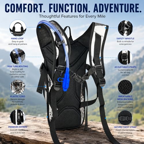 Reflective Hydration Backpack, Hydration Pack - Water Backpack with 2L Hydration Bladder, Essential for Festivals - Rave Hydration Pack for Hiking, Running, Cycling, and Festivals - color: Silver