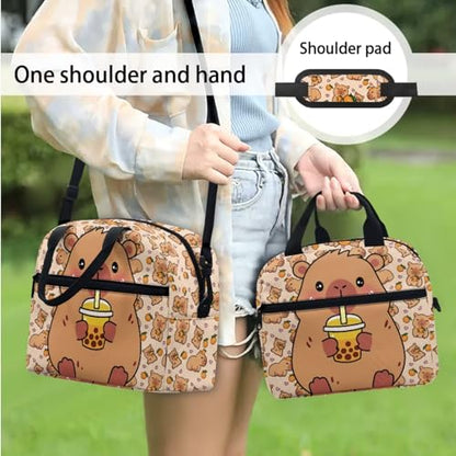 3PCS Backpacks for Boys Girls, Cute Capybara 3 in 1 School Bag with Insulated Lunch Box Pencil Case for Middle High School Students - color: Cute Capybara