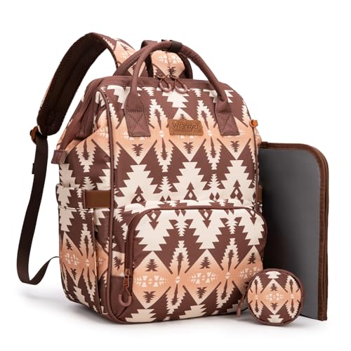 Montana West Wrangler Diaper Bag Backpack Aztec Callie Bag Travel Backpack Purses Western Multi-Function Baby Bags for Mom - color: Brown