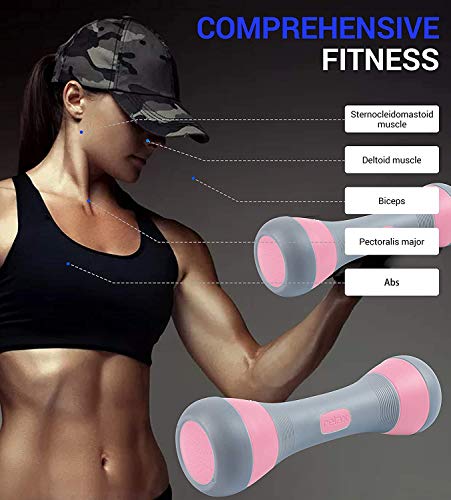 Nice C Adjustable Dumbbells Weights, Neoprene All-in-1 Options, Non-Slip, All-Purpose, Home, Gym, Office - style: Pink 4.5lb Pair