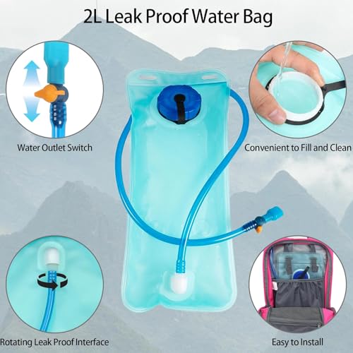 WOLT Hydration Backpack 18L Hiking Water Backpack with 2L Water Bladder for Men Women, Hydration Pack for Running Cycling Biking and Climbing - color: Pink