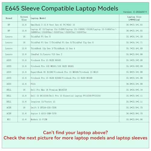 Smatree Elite Laptop Sleeve for 15.6-16 inch HP Laptop 15/OmniBook 3, Lenovo ThinkPad/ThinkBook/IdeaPad, ASUS Vivobook Pro 15/ExpertBook, DELL Inspiron, ACER, Protective Laptop Case with Pocket(E645) - size: 15.6 inch/E645/Size: 37.2*24.7cm|
