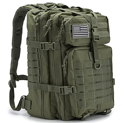 QT&QY 45L Military Tactical Backpacks For Men Camping Hiking Trekking Daypack Bug Out Bag Lage MOLLE 3 Day Assault Pack - color: 1.0 Green