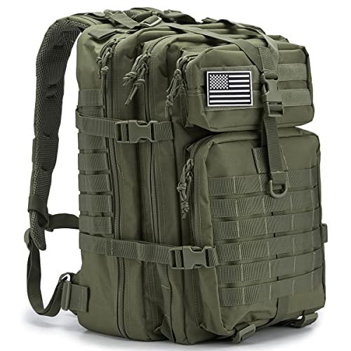 QT&QY 45L Military Tactical Backpacks For Men Camping Hiking Trekking Daypack Bug Out Bag Lage MOLLE 3 Day Assault Pack - color: 1.0 Green