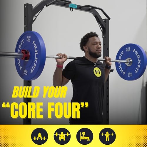HulkFit Multi-Functional Adjustable Pro Series Squat Rack for Home Gym Power Rack With Multi-Grip Pull Up Bar Strength Training Exercise Equipment Bench Press, Squats, And Deadlifts