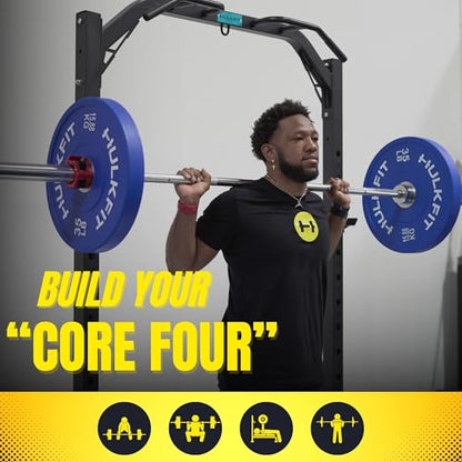 HulkFit Multi-Functional Adjustable Pro Series Squat Rack for Home Gym Power Rack With Multi-Grip Pull Up Bar Strength Training Exercise Equipment Bench Press, Squats, And Deadlifts
