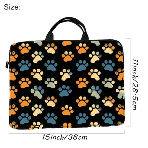 15-Inch Laptop Sleeve – Stylish, Lightweight, Shockproof, Water-Resistant Case for Lenovo, HP, Dell, Asus Notebooks - Cute Dog Paw Print - color: Cute Dog Paw Print