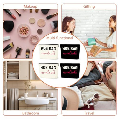 4 PCS Funny Gifts for Women Makeup Bag, Birthday Fun Hostess Gift for Women Girls Friends Cosmetic Bags Gag Gifts Girls Weekend Overnight Makeup Funny Travel Pouch, Black White - color: Multicolor 0093
