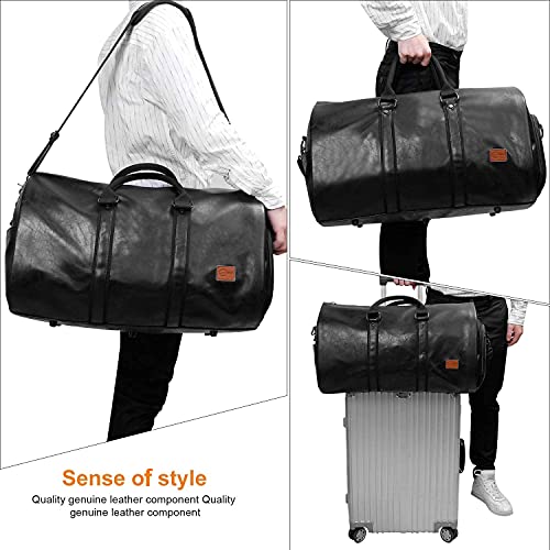seyfocnia Convertible Travel Garment Bag,Carry on Garment Duffel Bag for Men Women - 2 in 1 Hanging Suitcase Suit Business Travel Bag - color: black2