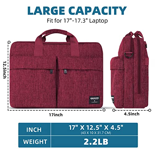 KINGSLONG 17.3 inch Laptop Briefcase Bag for Men Women, Laptop Shoulder Bag with Shoulder Strap, Water Resistant Business Crossbody Bag, Computer Bag for Asus Acer Dell Thinkpad, Red - color: Red