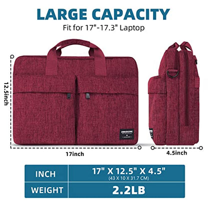 KINGSLONG 17.3 inch Laptop Briefcase Bag for Men Women, Laptop Shoulder Bag with Shoulder Strap, Water Resistant Business Crossbody Bag, Computer Bag for Asus Acer Dell Thinkpad, Red - color: Red