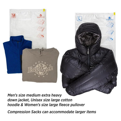 Eagle Creek Pack-It Compression Bags for Travel Set - Featuring One-Way Pressure Valve & Zip - For Efficient Travel Bag Packing - Water Resistant - Clear - Medium/Large - size: M/L
