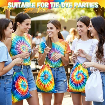 Saintrygo 12/6 Pcs Cotton Tie Dye Drawstring Bags - color: White