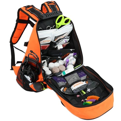 Lightning X First Responder EMT/EMS Backpack Stocked First Aid Supplies Kit B (Fluorescent Orange) - color: Fluorescent Orange Bag W/ Supplies