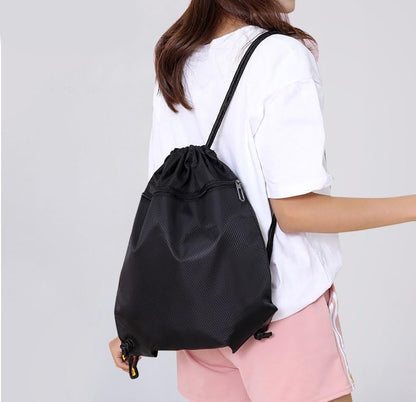 Drawstring Backpack Bag, Waterproof Draw String Back Sack with Zip Pocket, Gym Drawstring Bags Swim Bag for Men Women, Pack of 2, White - color: White, style: Backpack a
