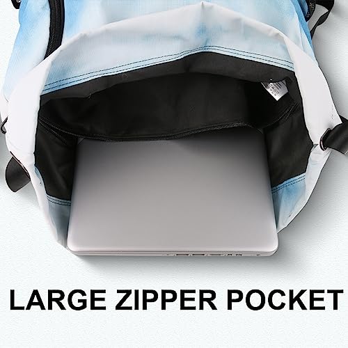Drawstring Backpack with Mesh Pockets String Gym Bag Sackpack Sandproof Water Resistant Beach Backpack for Men Women - color: Gradient Blue
