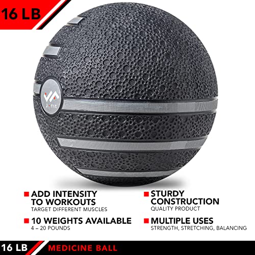 JFIT Dual Texture Medicine Ball – Weighted Exercise Ball for Strength, Core & Functional Fitness Training - style: 16lb