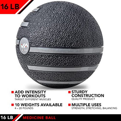 JFIT Dual Texture Medicine Ball – Weighted Exercise Ball for Strength, Core & Functional Fitness Training - style: 16lb