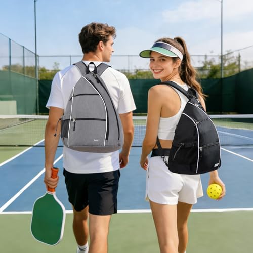 Sucipi Pickleball Bag for Men & Women,Convertible Backpack with Fence Hook - color: Deep Black, size: Medium