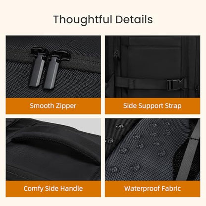 LOVEVOOK Travel Carry on Backpack for Men Women,Expandable 40L Extra Large Travel Laptop Backpack,Water Resistant Durable TSA Airline Approved Business College Carry on Bag Fit 17 Inch Computer,3 Pcs - color: Black-grey, size: 40L-3Pcs