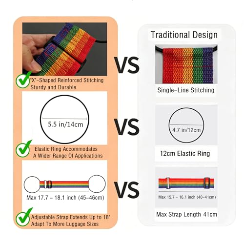 Luggage Straps for Suitcases, Luggage Connector Belt Strap - color: 2 Black+2 Colorful