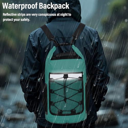 Pimoys Dry Bag, 25L Waterproof Backpack, Dry Bags Kayak for Women Men, Roll Top Outdoor Travel Bag for Boating, Kayaking, Fishing, Hiking, Rafting(Lake Blue) - color: Lake Blue