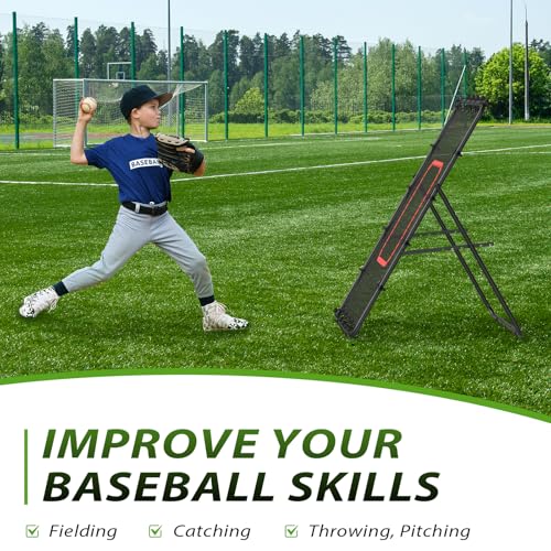 LIANTRAL Baseball Rebounder Net 4 x 4.5FT - Portable Bounce Back Trainer for Soccer, Volleyball, Softball & Lacrosse, Adjustable Pitching Net for Shooting, Passing & Control Training, Black