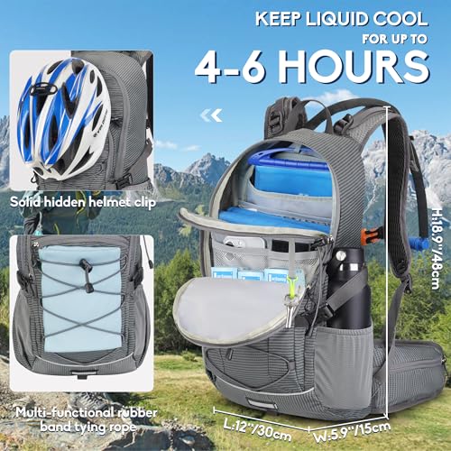 N NEVO RHINO Hydration Backpack with Water Bladder 3L, Hiking Backpack with Rain Cover, Insulation Water Daypack for Cycling Biking - color: gray