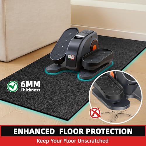Treadmill Mat, 7'x3'/6'x3'/6'x2.5'/5.6'x2'/4'x2', 6mm Thick Exercise Equipment Gym Mat for Hardwood FloorCarpet, Compatible with Peloton Bike, Indoor Spin Bike, Elliptical - color: 48"x24"x6mm-black