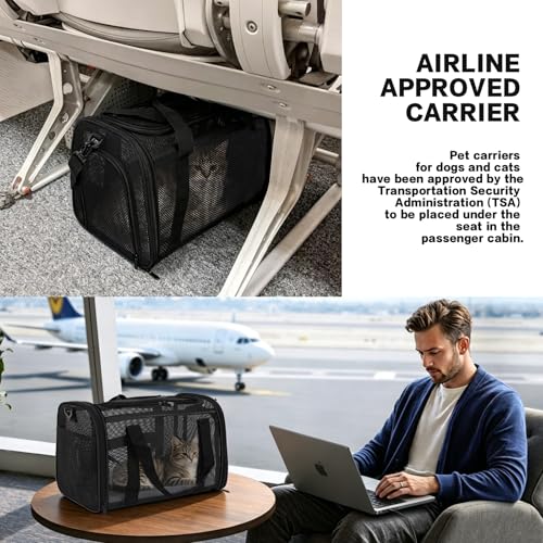 Cat Carrier, Soft-Sided Pet Carrier Bag, Breathable Mesh, Black (Black, 20 * 13 * 13) - color: black, size: 20*13*13