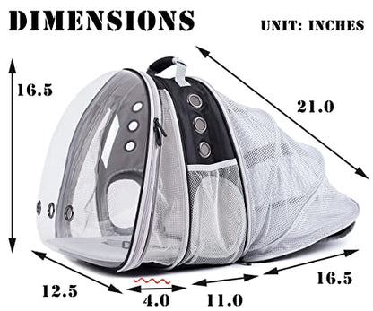 Dual Expandable Cat Backpack Carrier, Fit up to 20 lbs, Expandable Pet Carrier Backpack for Large Fat Cat and Small Puppy - color: Black