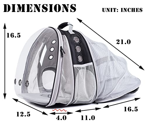 Dual Expandable Cat Backpack Carrier, Fit up to 20 lbs, Expandable Pet Carrier Backpack for Large Fat Cat and Small Puppy - color: Grey