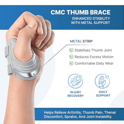 SALOI 3-in-1 CMC Thumb Brace Kit with Finger Strengthener & Thumb Sleeve – Spica Splint for Arthritis, De Quervain's, Trigger Thumb & Basal Joint Support – Adjustable Stabilizer with Grip Trainer for Hand Rehab. - size: Large