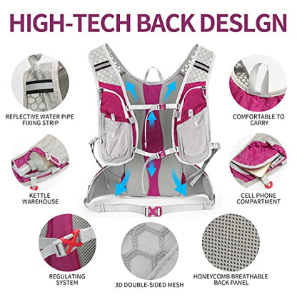 IX INOXTO Hydration Pack Backpack, Lightweight Water Backpack with 2L Hydration Bladder Daypack for Men Women,Running Hydration Vest for Trail Running Hiking Cycling Race Climbing - color: Pink