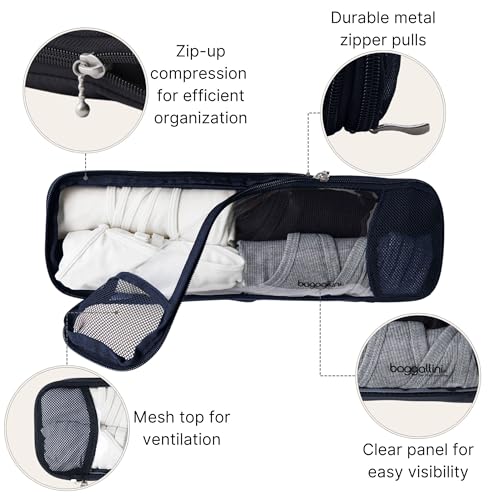 Baggallini Long Compression Cube - Lightweight Compression Packing Cube for Travel - color: French Navy