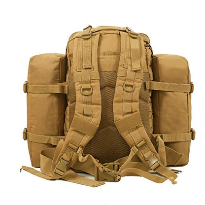Seibertron Falcon Water Repellent Hiking Camping Backpack Compact Pack Summit Bag Khaki 37L(1+2) - color: Khaki 37l+ 2 Detachable Packs