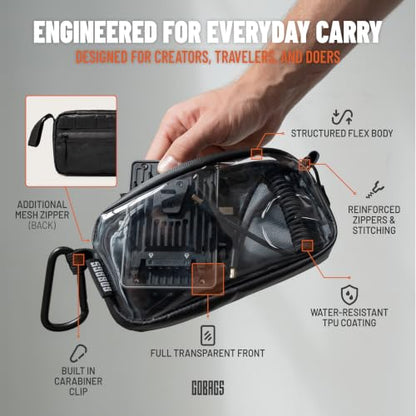 GOBAGS NEO Production Zipper Bags - Electronics & Camera Accessories Bag - Cable organizer, Gear Accessory Pouch, Travel Camera Essentials (Extra Small, Black) - size: X-Small
