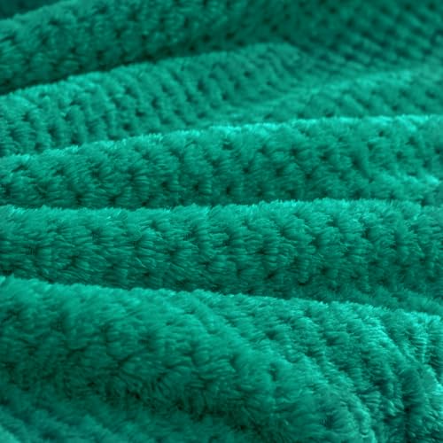 BEDELITE Travel Blanket with Bag, Ultra-Soft Jacquard Fleece Blanket with Luggage Sleeve & Backpack Clip, Airplane Blanket Travel Essentials, Teal - color: Teal