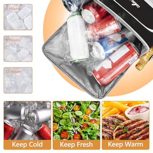 Cooler Backpack, 40 Cans Insulated Lunch Backpack Picnic Backpack for Men&Women, Durable Cooler Bag with 2 Leak Proof Compartments for Picnic, BBQ Camping, Lunch, Beach, Hiking, Black - color: Black&gray