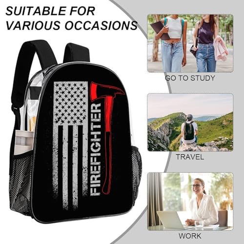 Daypack Backpack Polyester Anti-Theft Multipurpose American Thin Red Line Flag Firefighter Black Bookbag Big Capacity Travel Hiking Camping Rucksack With Smooth Zippers - color: Pattern 204