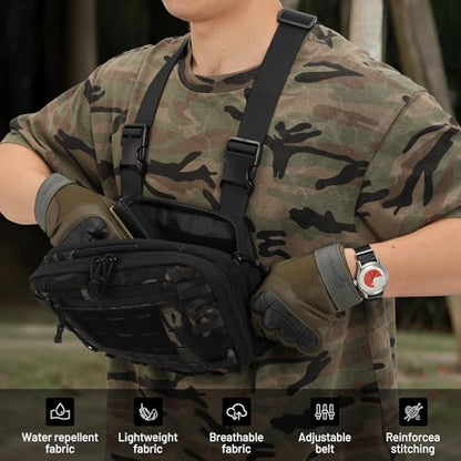 Tactical EDC Chest Bag Utility Molle Chest Rig Pouch with CCW Compartment Adjustable Strap Outdoor Chest Pack - color: Camo Black