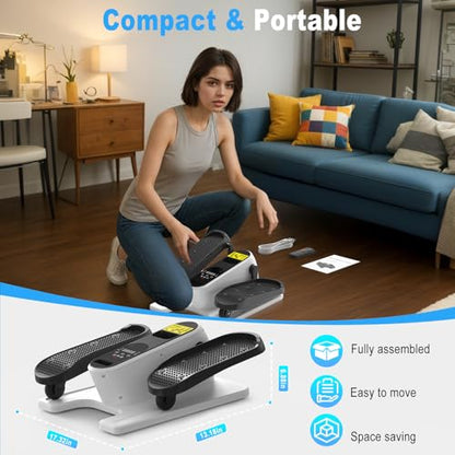 HOTWAVE Under Desk Elliptical Exercise Machine, Ellipse Leg Exerciser Electric as Seen on TV While Sitting for Seniors with Remote Control & 12-Speeds, Seated Foot Pedal Exercise Training Equipment - color: White