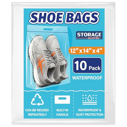 Waterproof Shoe Bags for Travel Packing Storage, Smellproof Travel Essentials Bag for Men and Women, Clear (10-pack) - size: 10-pack