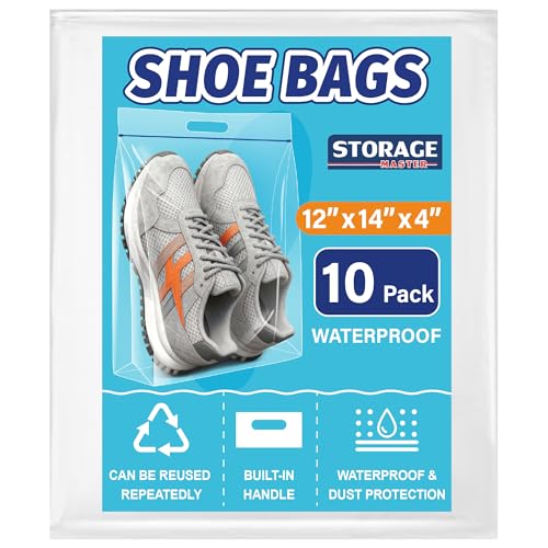Waterproof Shoe Bags for Travel Packing Storage, Smellproof Travel Essentials Bag for Men and Women, Clear (10-pack) - size: 10-pack