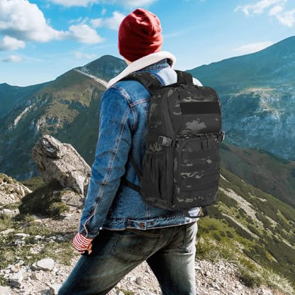 HUNTVP Tactical Backpack Military MOLLE Backpack Hunting Rucksack Gear Assault Pack 25L WR - color: Black Camo-25l, size: 25L