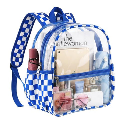Fomaris Clear Backpack Stadium Approved 12x6x12 Clear Bag for Stadium Events, Sports, Concerts, Festivals,Games - Checkered Blue - color: Checkered Blue