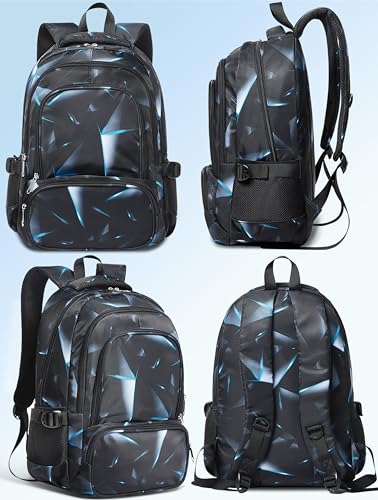 BLUEFAIRY Kids Backpack for Boys Elementary Primary Middle School Bags for Childs Book Bags Bookbags Lightweight Padded Straps Back to School Mochilas para Niños 17" Black/Blue - color: Black Blue